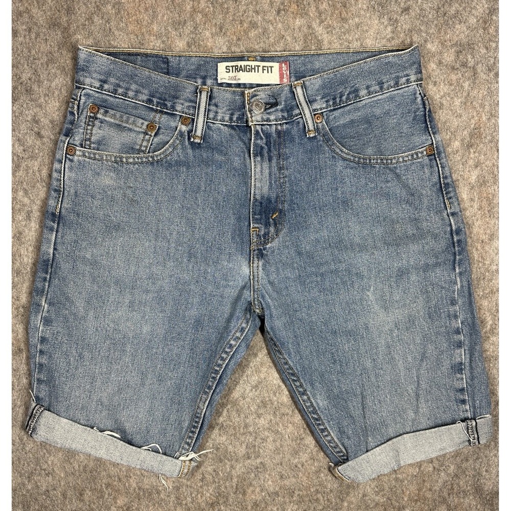 Levi's 505 Straight Fit Denim Cut Off Shorts Men's 30 Blue Vintage Distressed